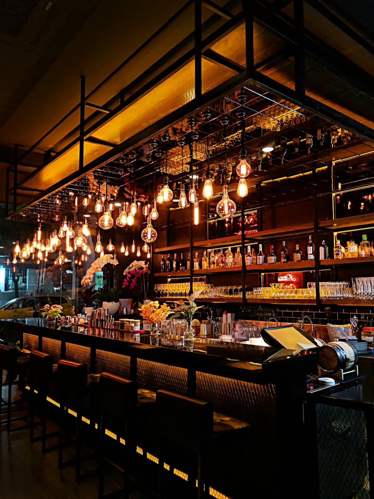 Warmly lit pub interior